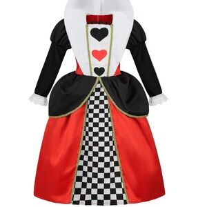 Girls Queen of Hearts Costume Kids, Red Heart Queen Fairytale Outfit NWOT